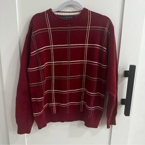 Oscar de la Renta Vintage Burgundy Plaid Men's Sweater XL